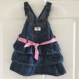 OshKosh tiered denim ruffle overall dress